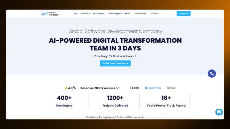 AI-powered software solutions by Nimap Infotech; build a digital transformation team in 3 days for 10X business impact.