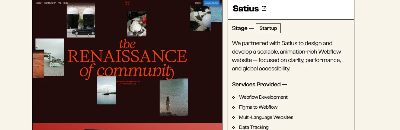 Lil Big Things Webflow work, Satius website