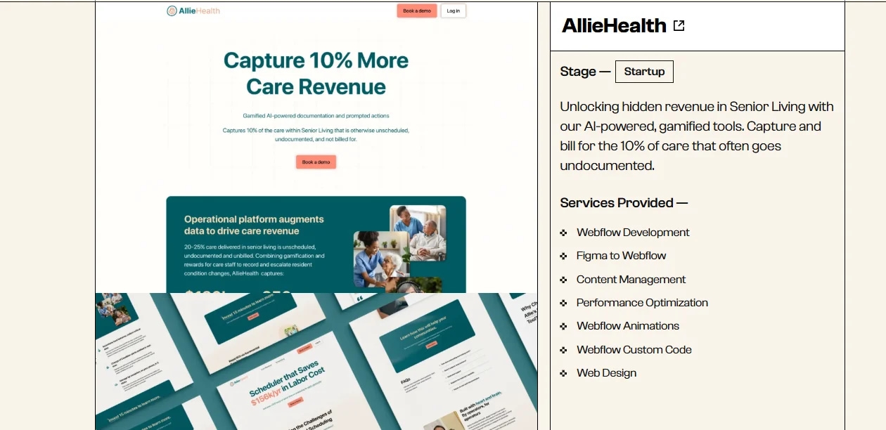 Lil Big Things Webflow work, AllieHealth website
