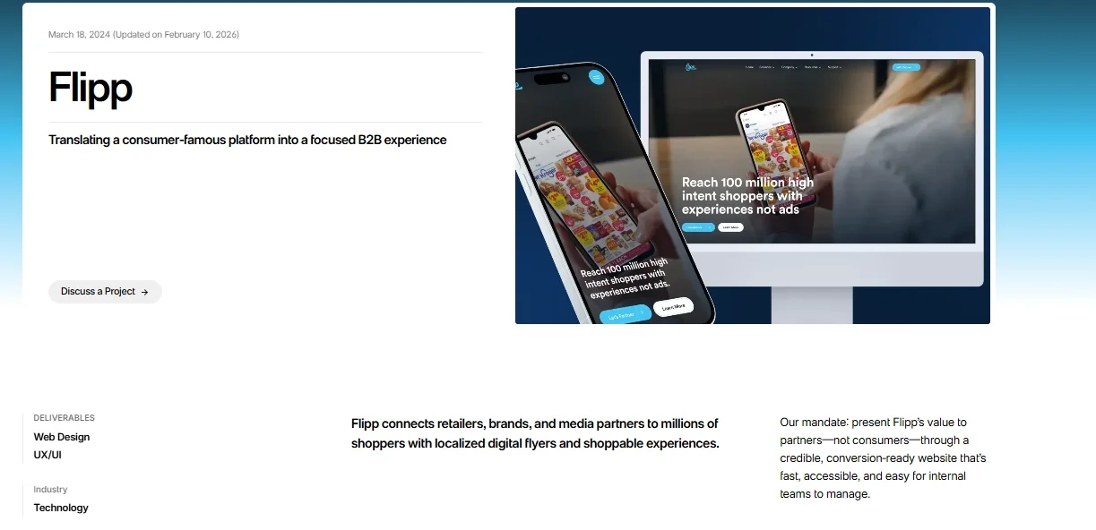 Brand Vision Webflow work, Flipp website