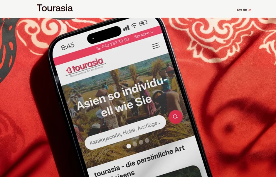 Shadow Digital Webflow work, Tourasia mobile site