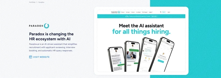 BRIX Agency Webflow work, Paradox AI hiring assistant site