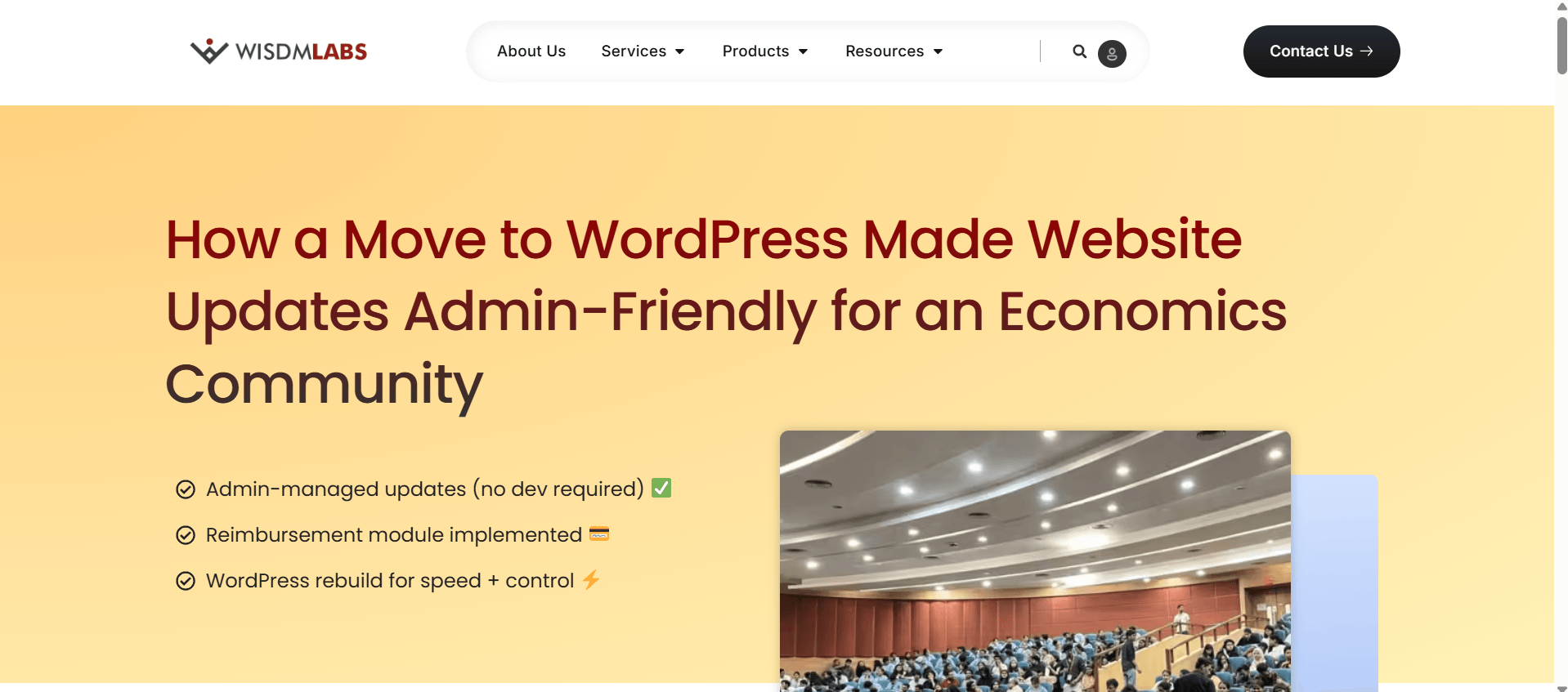 WisdmLabs showcases WordPress transition for admin-friendly economics site updates and improved control.