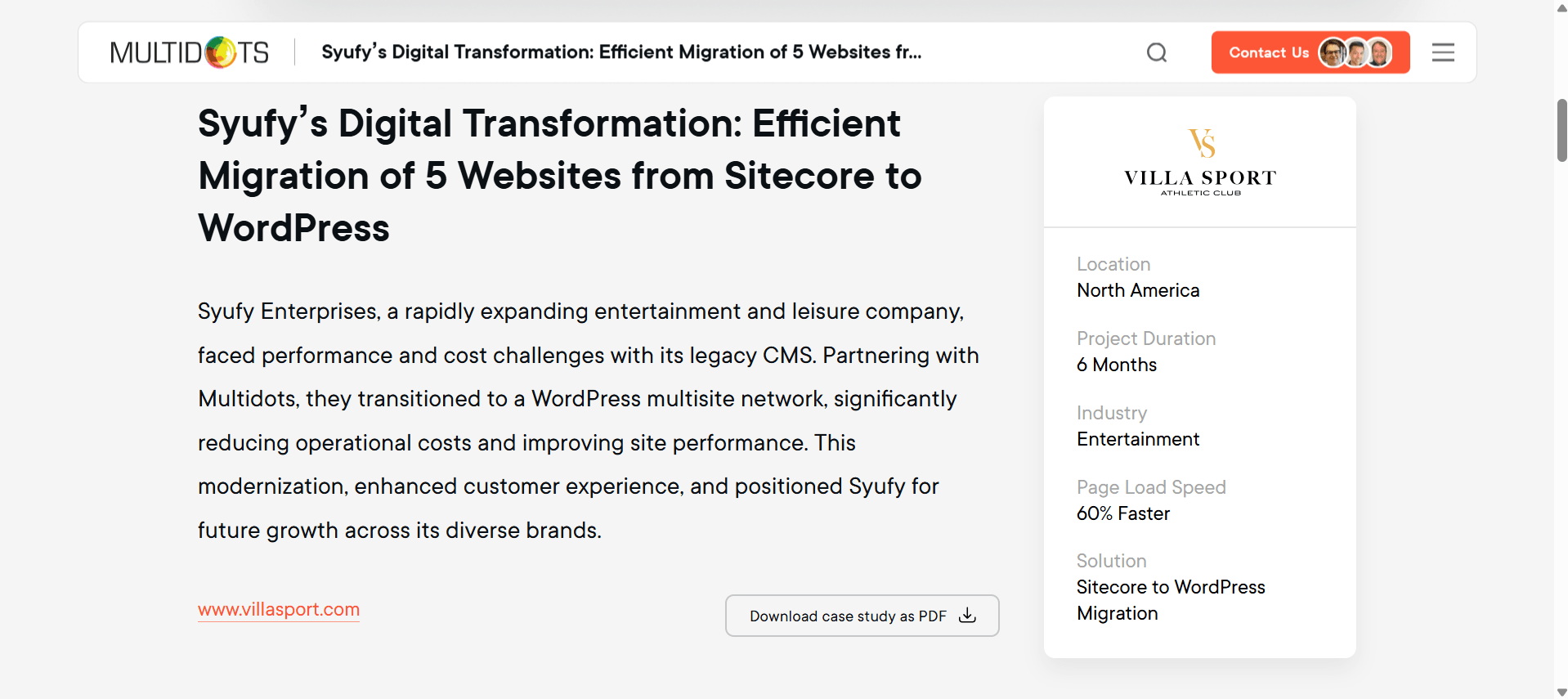 Syufy migrates 5 websites from Sitecore to WordPress, boosting performance and reducing costs. Multidots case study.