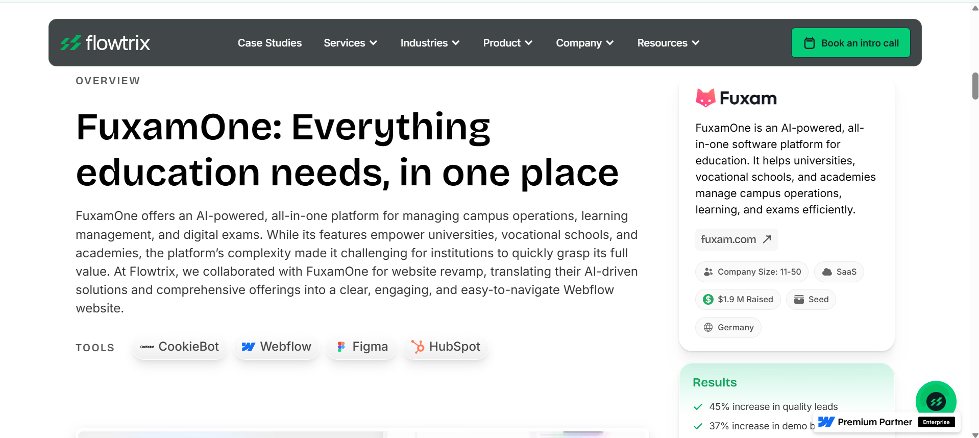 FuxamOne: AI-powered platform streamlining campus operations, learning, and exams. Revamped by Flowtrix for clarity.