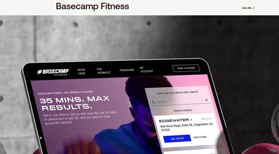 Shadow Digital Webflow work, Basecamp Fitness website