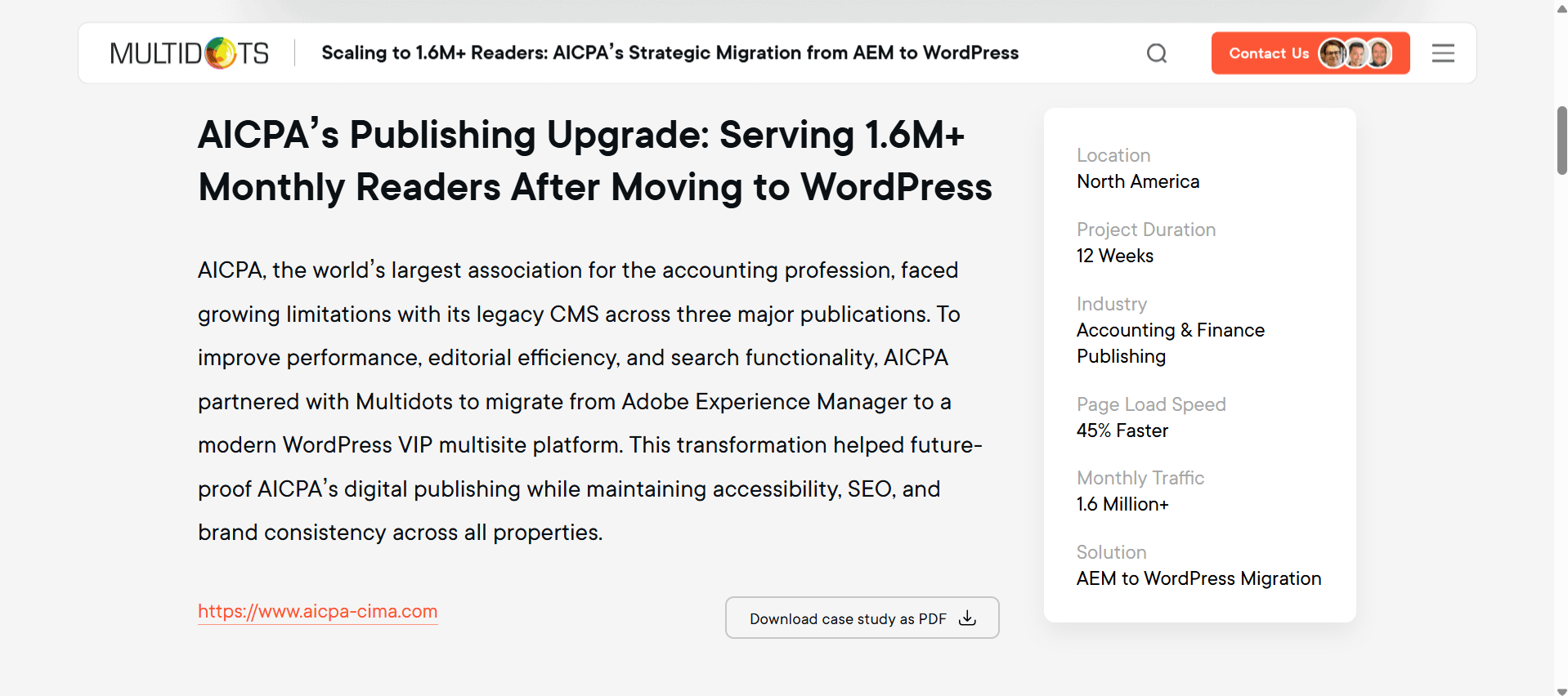 AICPA migration boosts performance with WordPress, enhancing SEO and handling 1.6M+ monthly readers.