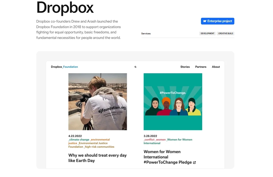 Finsweet Webflow work, Dropbox website