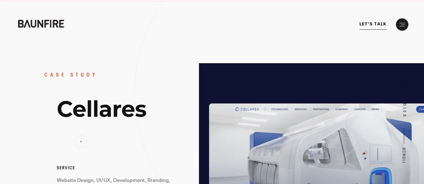 Case study of Cellares by Baunfire, showcasing UI/UX design, development, and branding services.