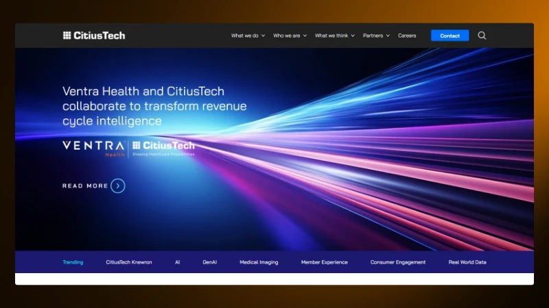 CitiusTech and Ventra Health partnership announcement for revenue cycle intelligence on CitiusTech website.