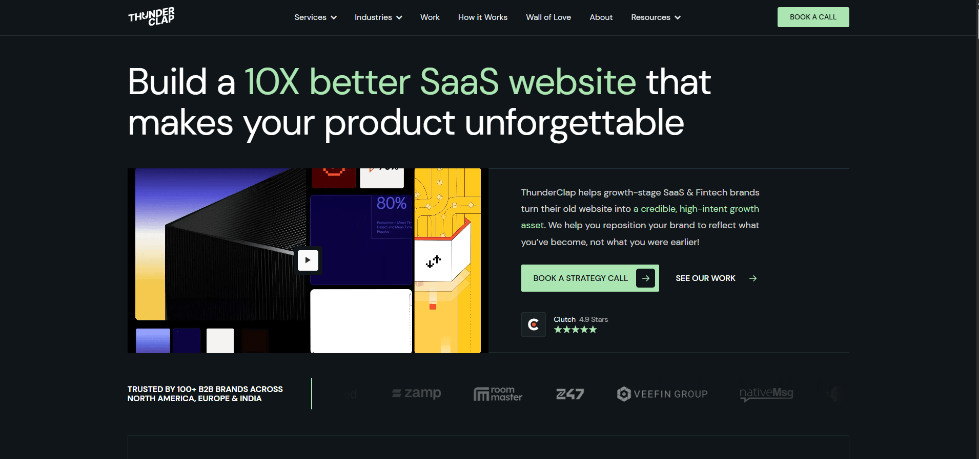 ThunderClap Webflow agency website, SaaS design